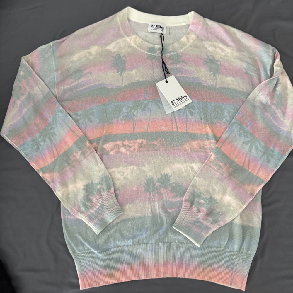 NWT 27 miles Malibu Sunset crew neck Sz M 100% cotton
